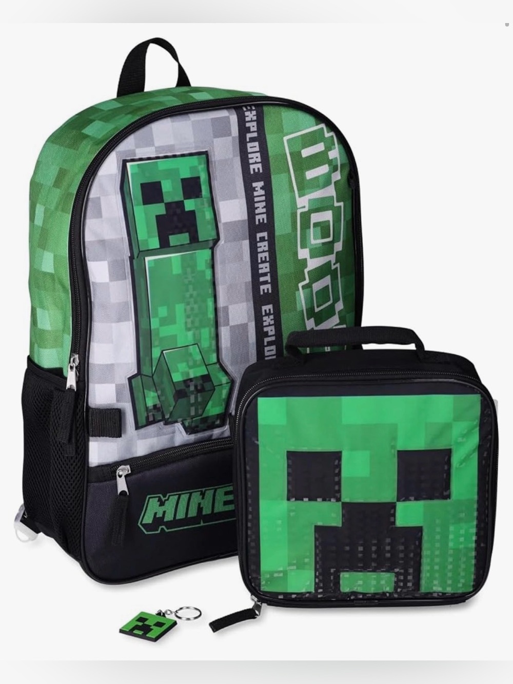 Minecraft Kids Backpack and Lunch Bag Set - Green Creeper